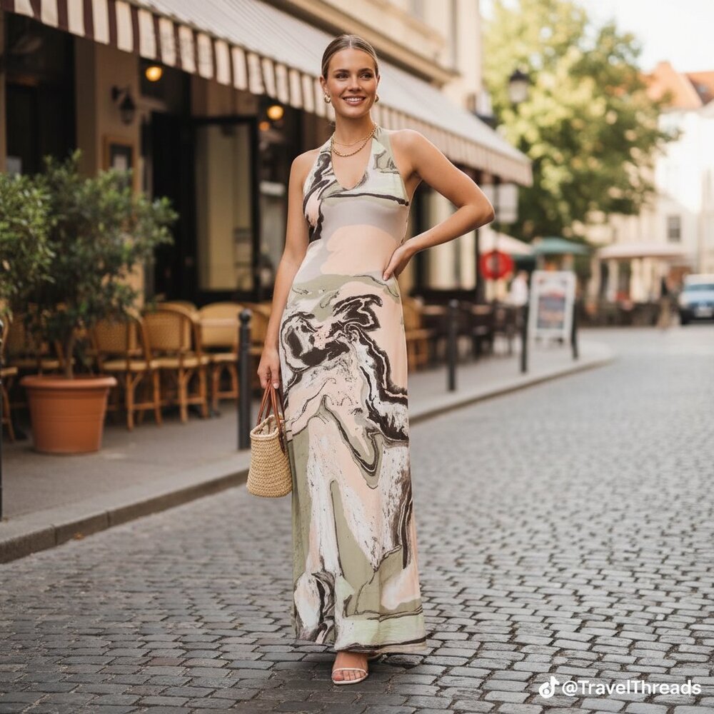 NWT Sovere Molten Maxi Dress in Green Pink Size Small